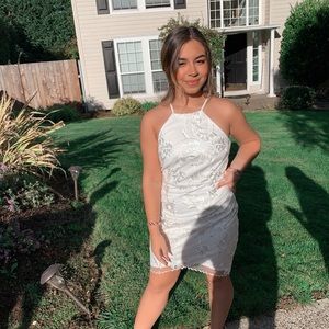 white detailed floral dress